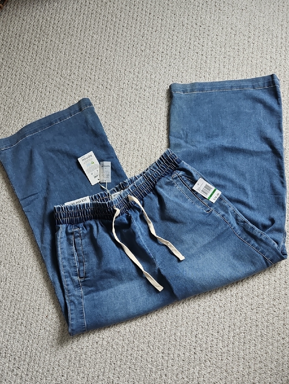 Kensie Relaxed Wide Leg Women Jeans with Drawstring